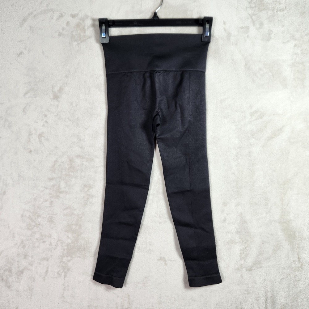 AnyBody Leggings Womens Small Black Jacquard Panel Stretch Skinny Gym A592970